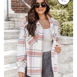 Pink Lily ALONG THE LINE MAUVE PLAID SHACKET